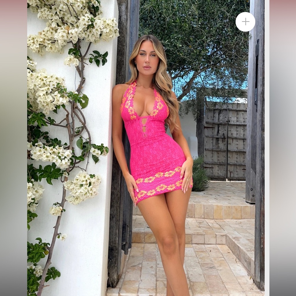 Outcast India mini dress pink